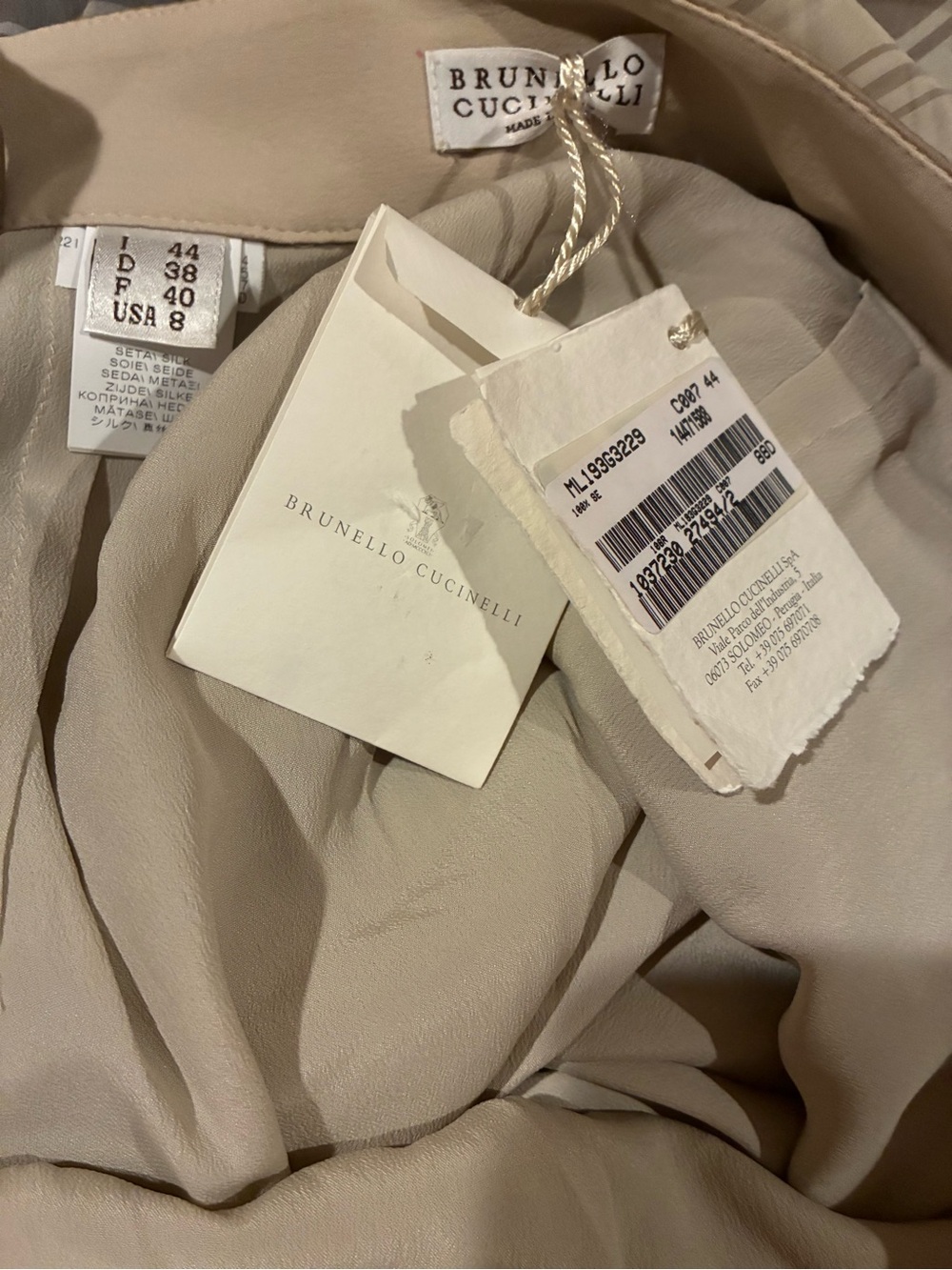 Brunello Cucinelli Silk Cream Tan Pleated Maxi Skirt 8 NWT Made in Italy - Picture 14 of 16
